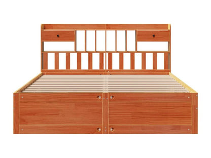 Bookshelf bed without mattress, brown wax finish, 180x200 cm, solid pine, GDML09069