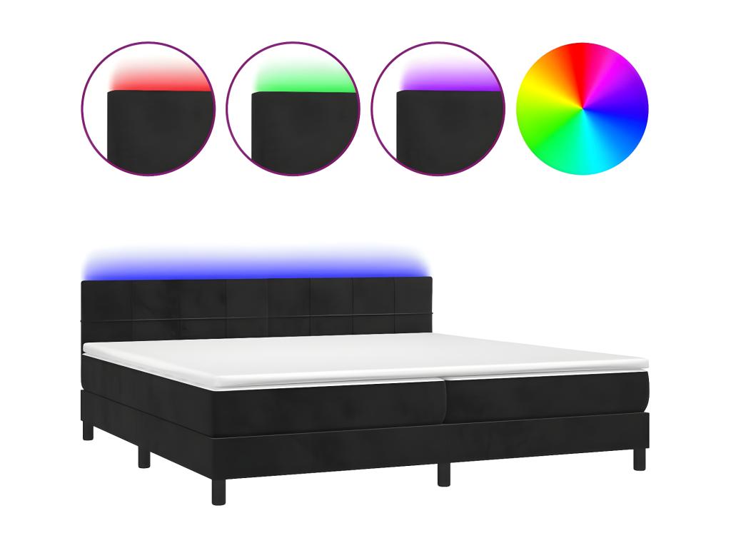 Laviecasa bed base with mattress and LED, black, 200x200 cm, ACZG78248