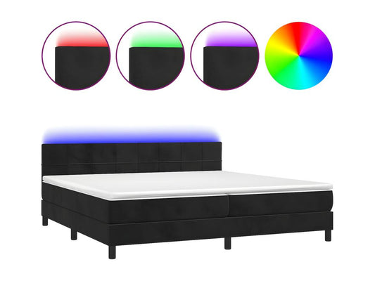 Laviecasa bed base with mattress and LED, black, 200x200 cm, ACZG78248