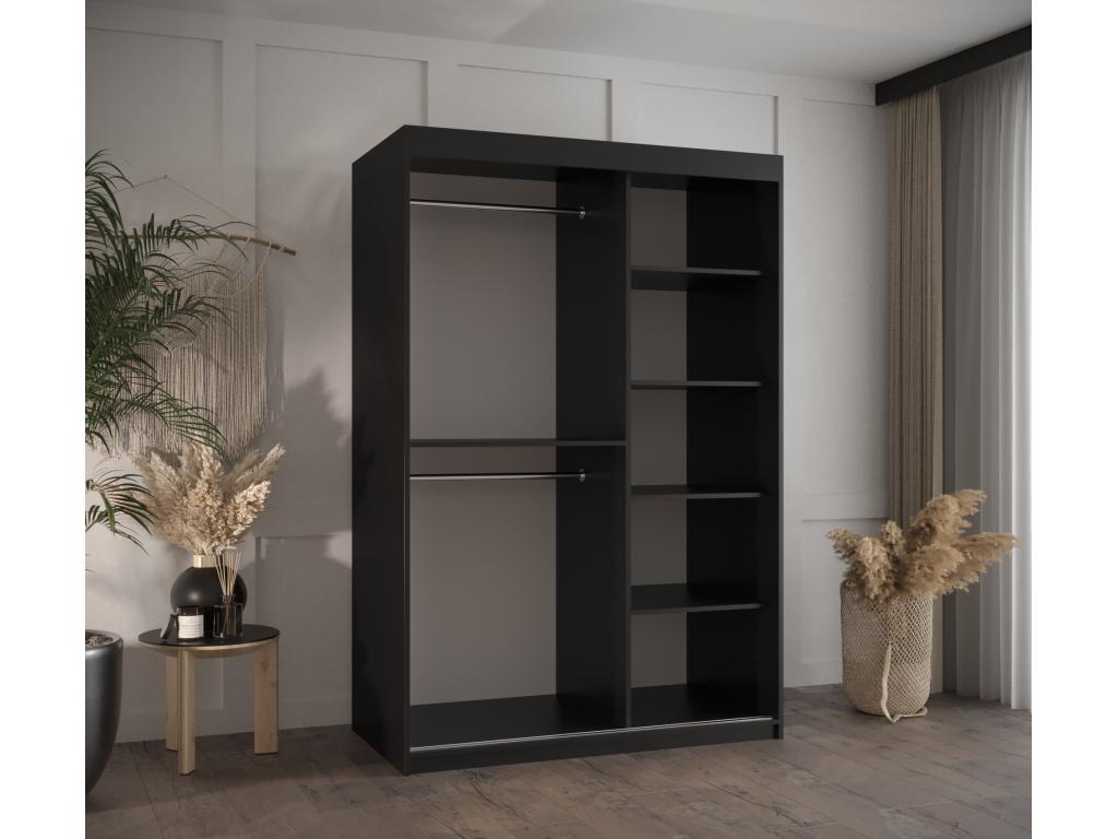 Meublori 3 Sliding Door Wardrobe 200/120/62 2 Doors Black