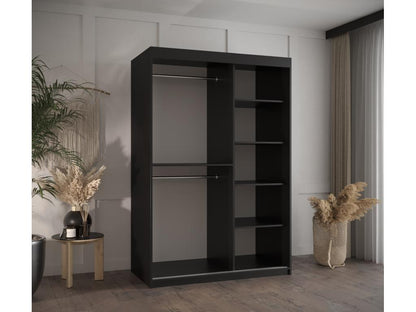 Meublori 3 Sliding Door Wardrobe 200/120/62 2 Doors Black