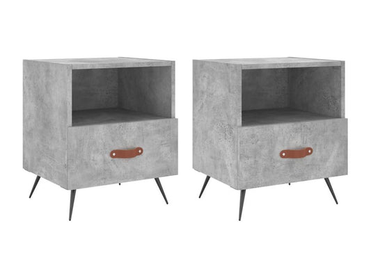 2-piece bedside tables, concrete grey, 40x35x47.5cm, engineered wood ZSEM28672