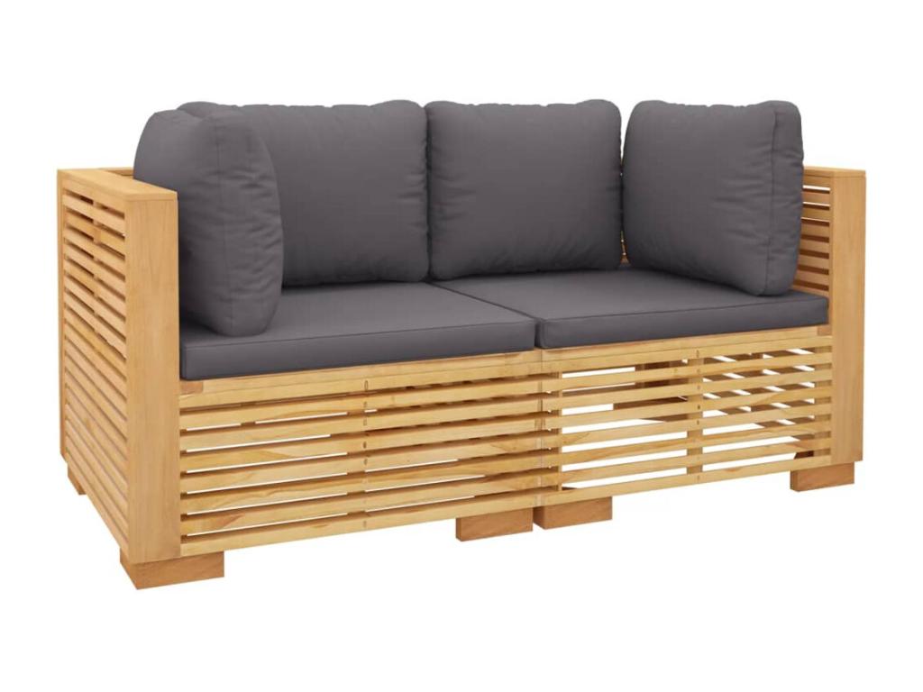 Garden corner sofas and cushions, 2 pcs, solid teak wood BCGJ15345