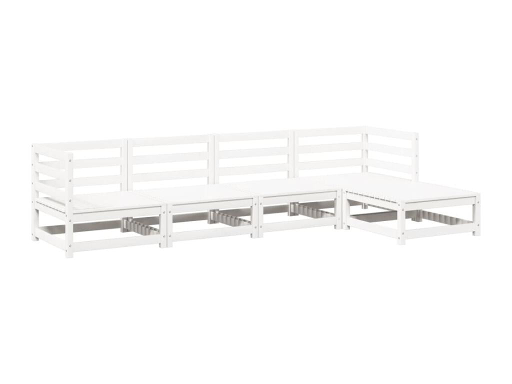 5-piece white solid pine wood garden furniture set QTYR98561