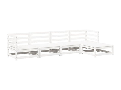 5-piece white solid pine wood garden furniture set QTYR98561