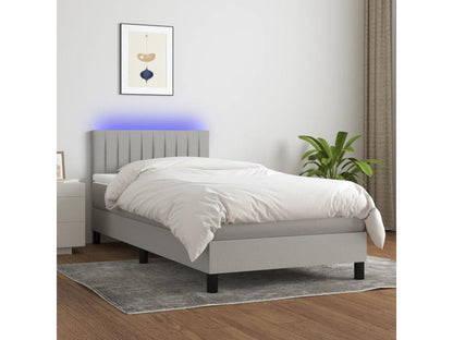 Laviecasa bed base with mattress and LED, light grey, 90x190 cm, XKPZ28497